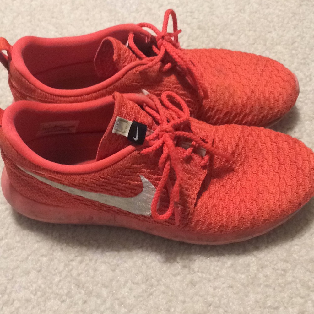 Bright orange Nike Roshie runs. Size 9.5